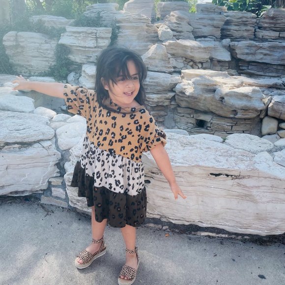 Leopard Color Girl Dress - Picture 2 of 3